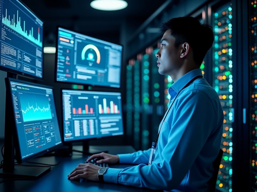 Enterprise data center with advanced security infrastructure protecting corporate data assets